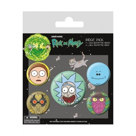 Rick and Morty Pack 5 Chapas Heads