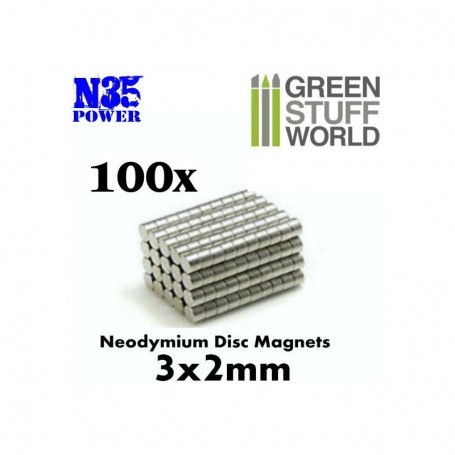 Imanes Neodimio 3x2mm - 100 unidades (N35)