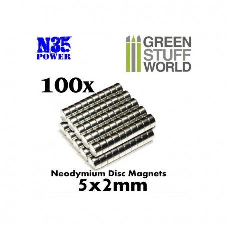 Imanes Neodimio 5x2mm - 100 unidades (N35)