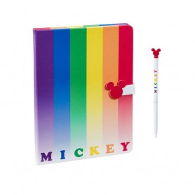 Disney Libreta A5 con Bolígrafo Mickey Rainbow