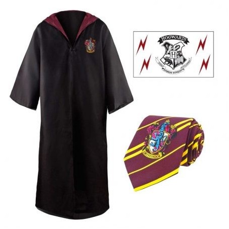 Tunica, corbata y tatuaje Gryffindor Harry Potter (talla L)