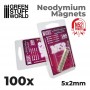 Imanes Neodimio 5x2mm - 100 unidades (N52)