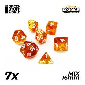 7x Dados Mix 16mm - Naranja - Amarillo
